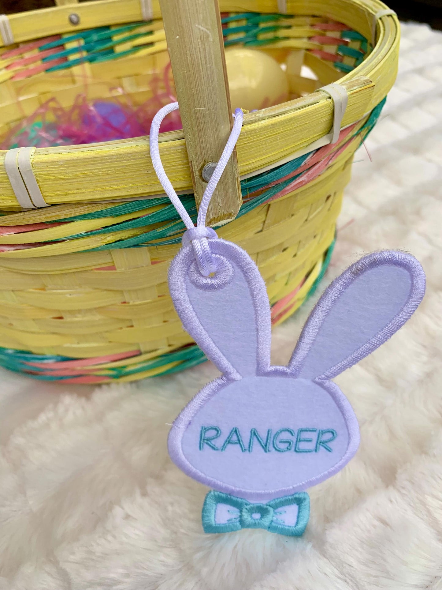 Boy Bunny Head Easter Basket Tag
