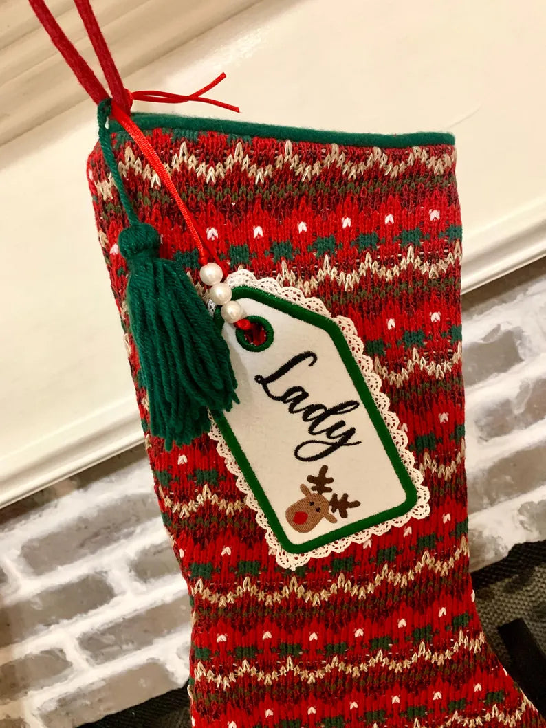 Personalized Embroidered Christmas Stocking Tags