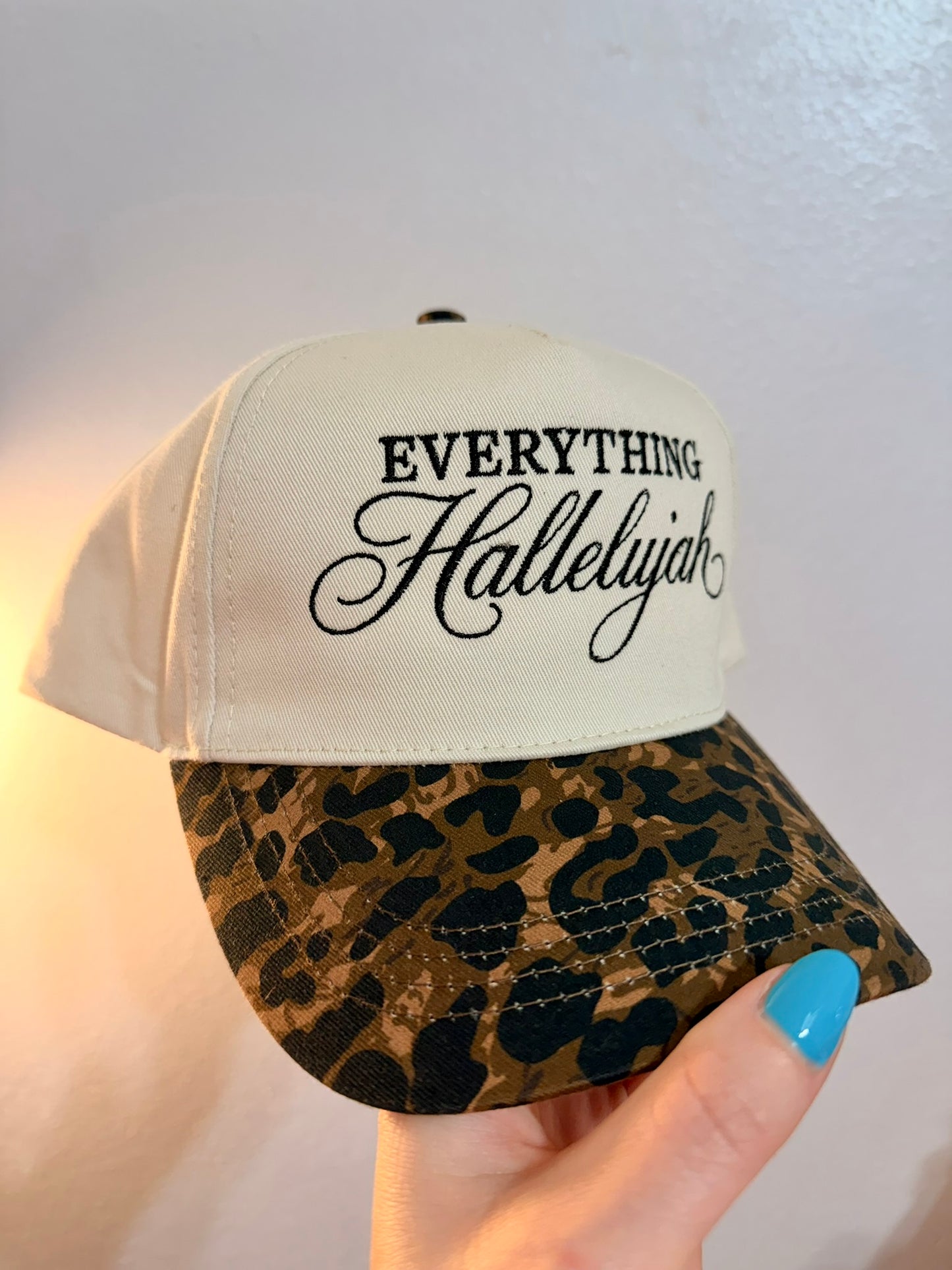 Everything Hallelujah Cheetah Trucker Hat