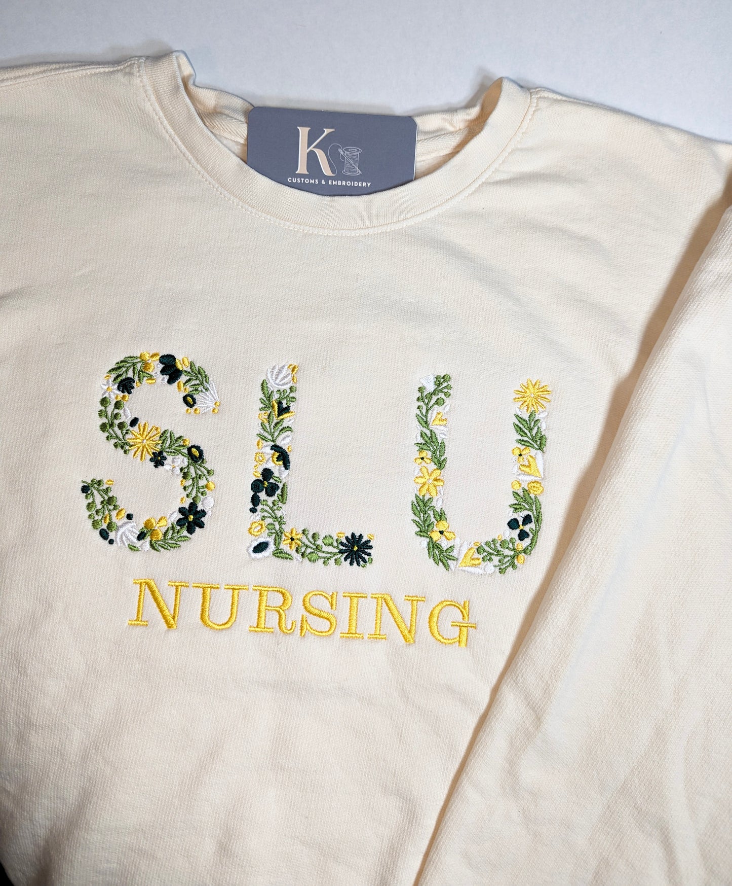 Floral Initial Comfort Colors Crew Neck Sweatshirt