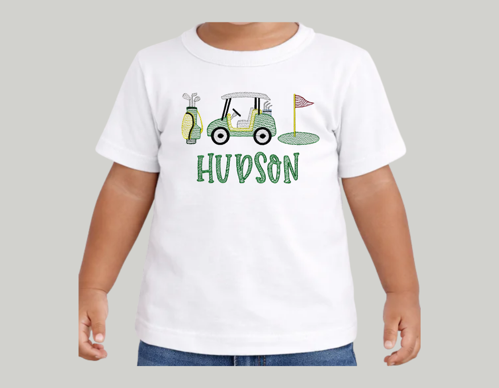 Boys Golf Sketch T-shirt w/ Name