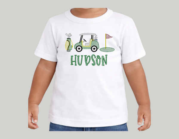 Boys Golf Sketch T-shirt w/ Name