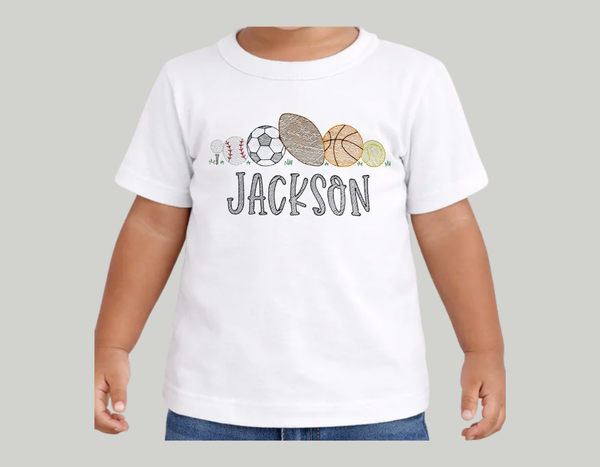 Boys Multisport Sketch T-Shirt w/ Name