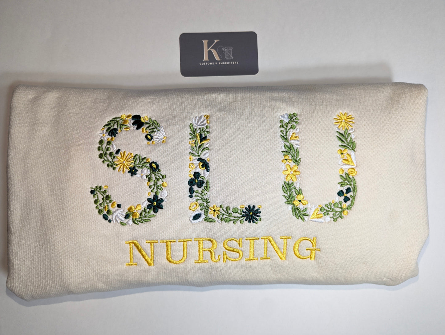 Floral Initial Comfort Colors Crew Neck Sweatshirt