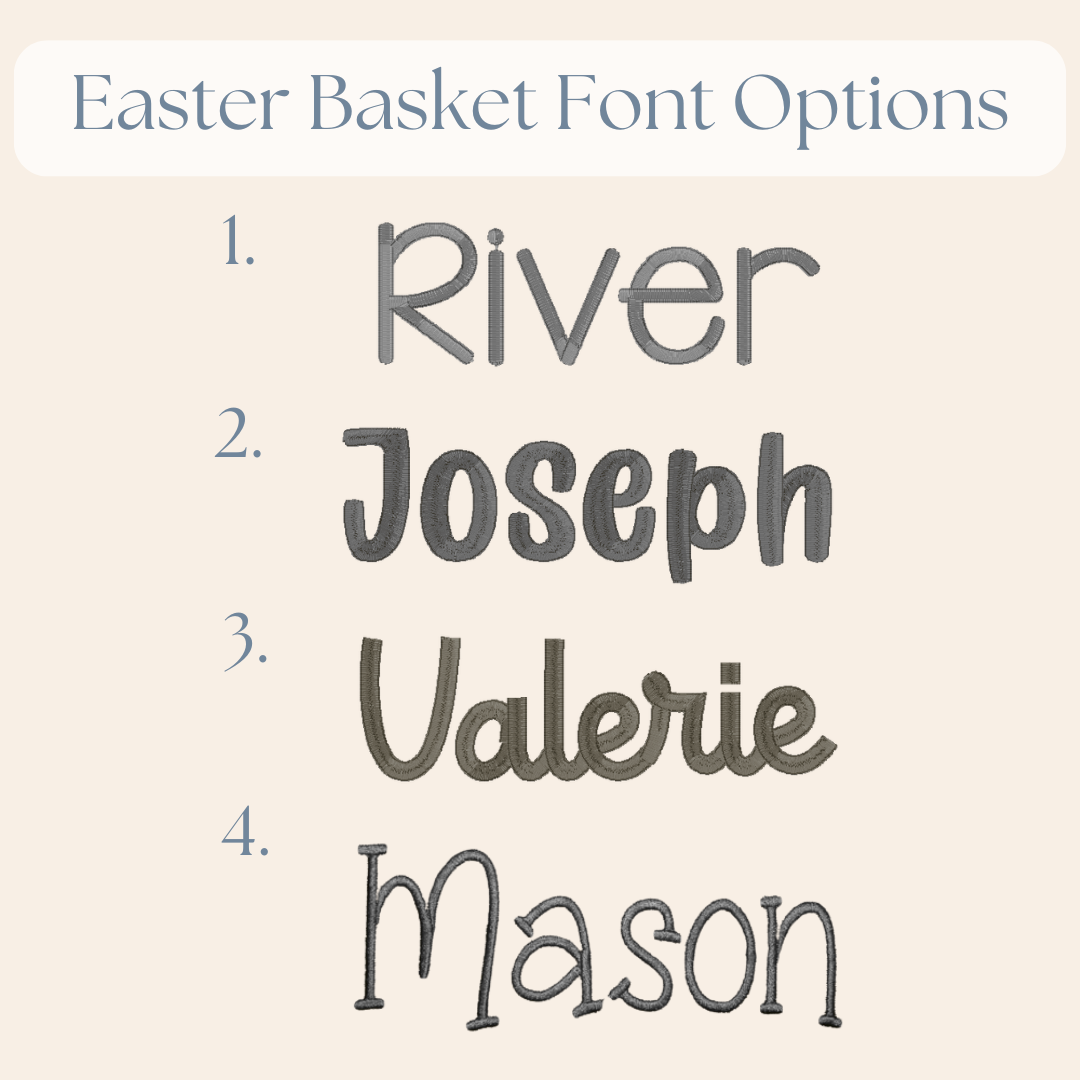 Personalized Embroidered Easter Baskets: (Will not arrive in time for Easter)