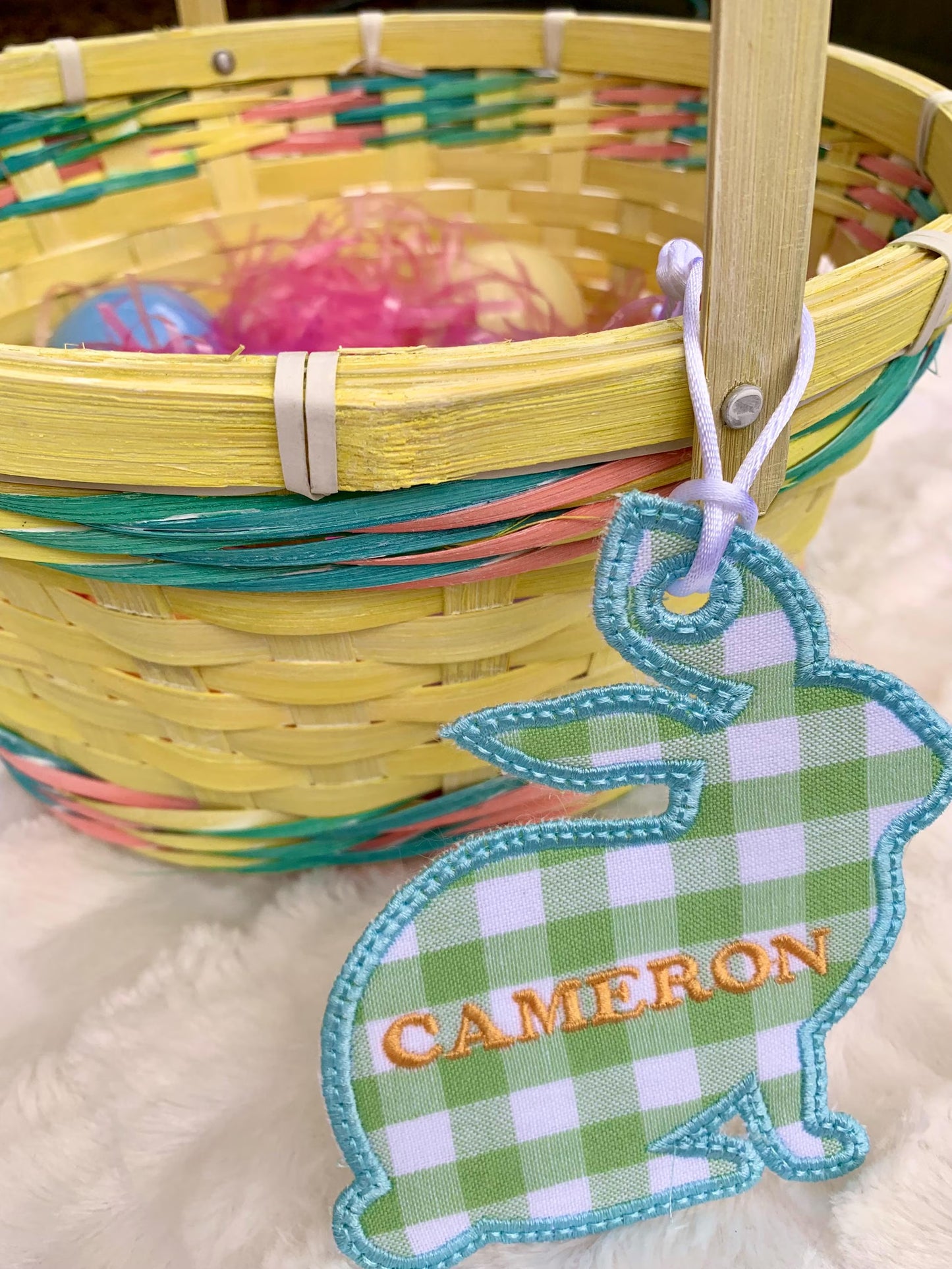 Boy Bunny Easter Basket Tag
