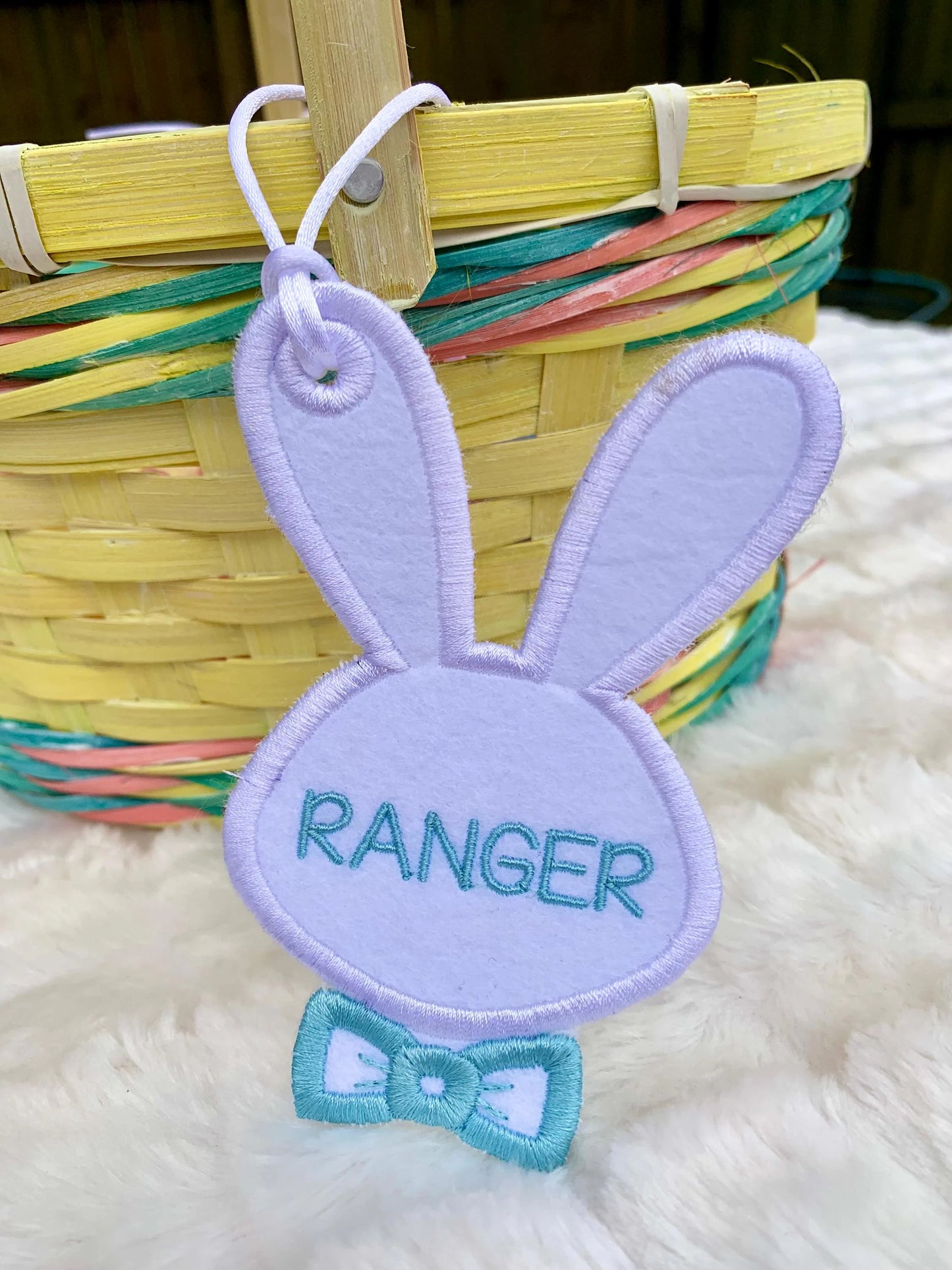 Boy Bunny Head Easter Basket Tag