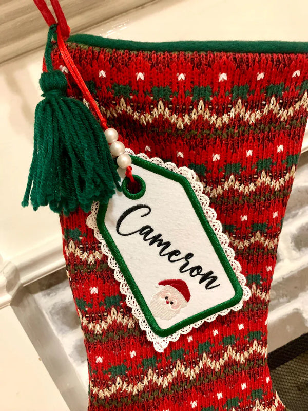 Personalized Embroidered Christmas Stocking Tags