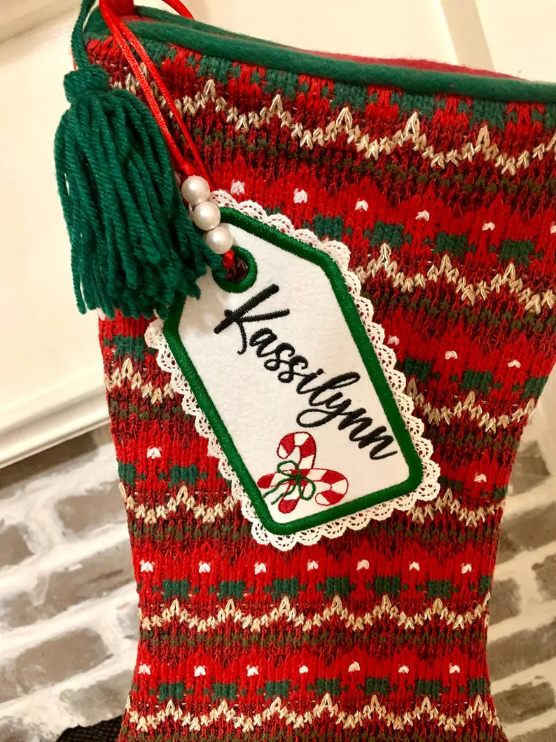 Personalized Embroidered Christmas Stocking Tags