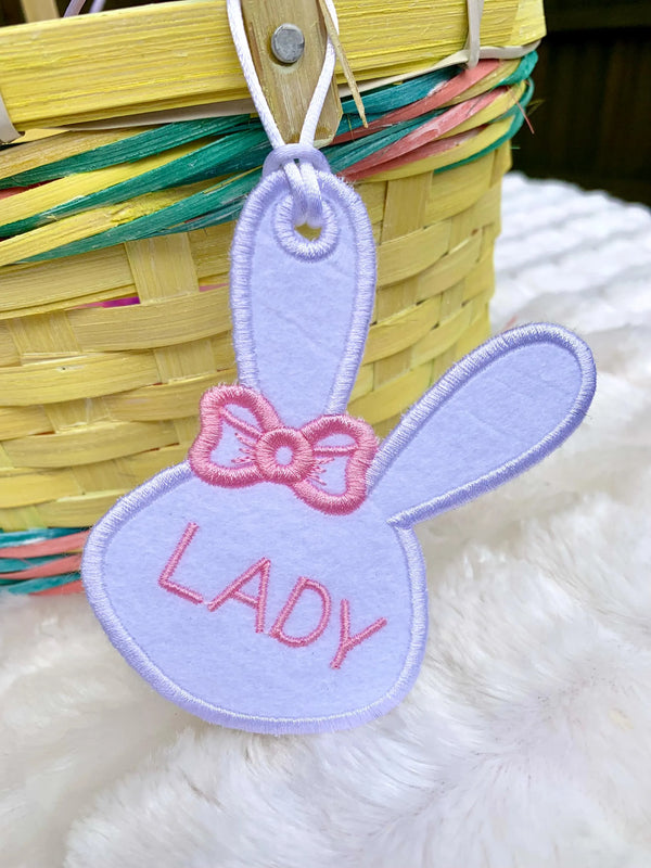 Girl Bunny Head Easter Basket Tag