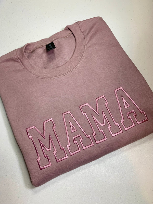 MAMA Embroidered Crew Neck Sweatshirt