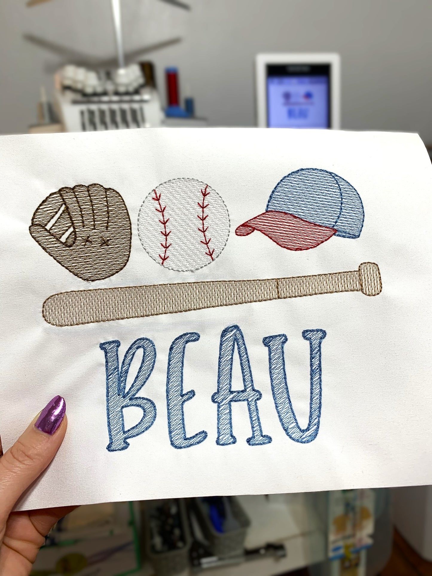 Boys Baseball Sketch T-Shirt w/ Name