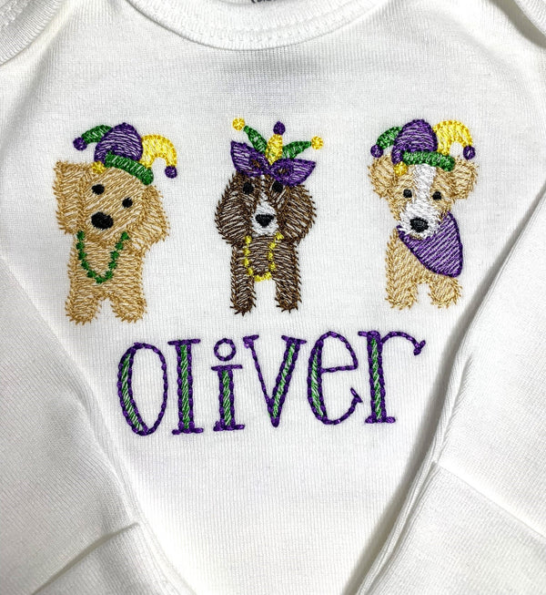 Mardi Gras Puppies w/ Name