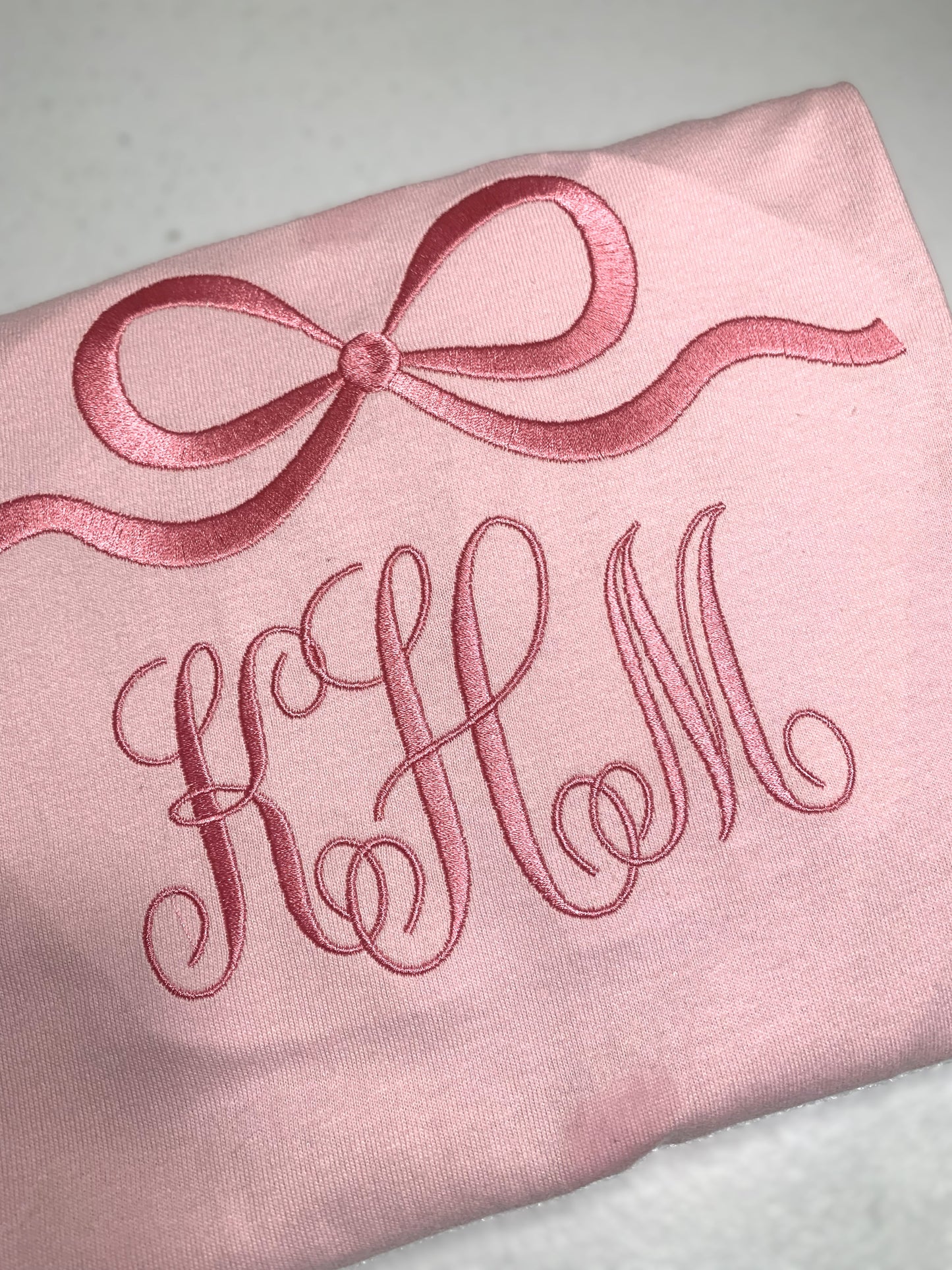Ribbon Bow T-shirt Monogram Embroidery
